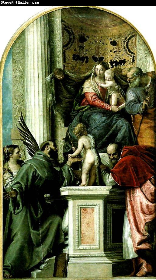 Paolo  Veronese holy family with ss